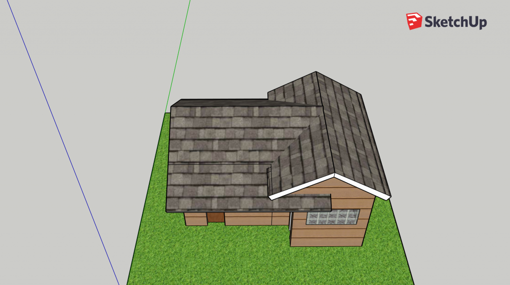  A 2D image of the roof of Diana's house in SketchUp.