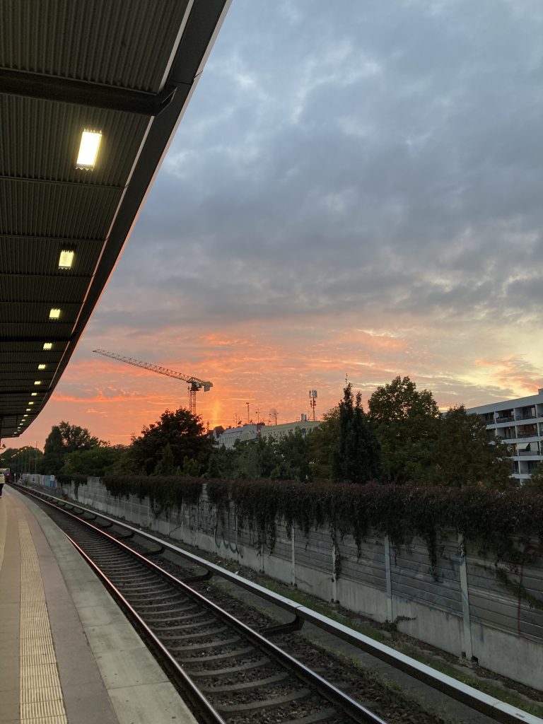 sunset from a train station