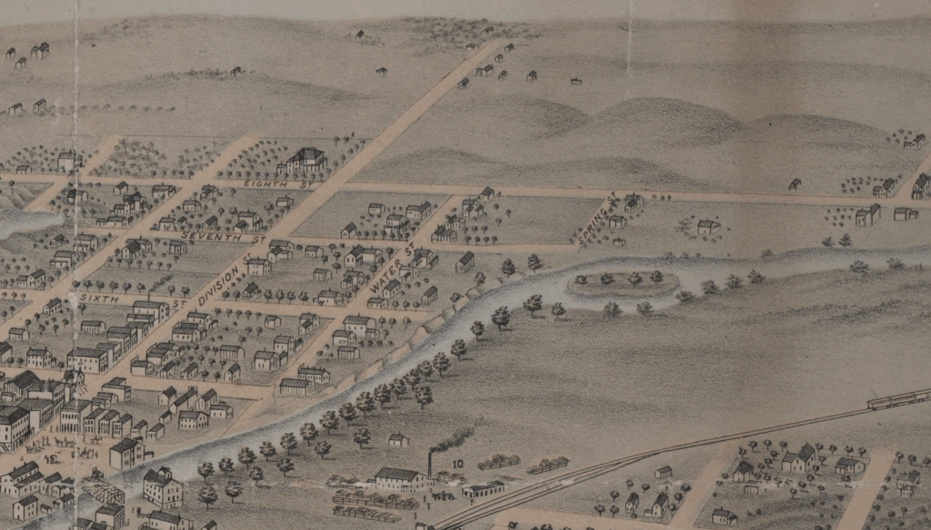 Hand drawn map of Northfield as described above.