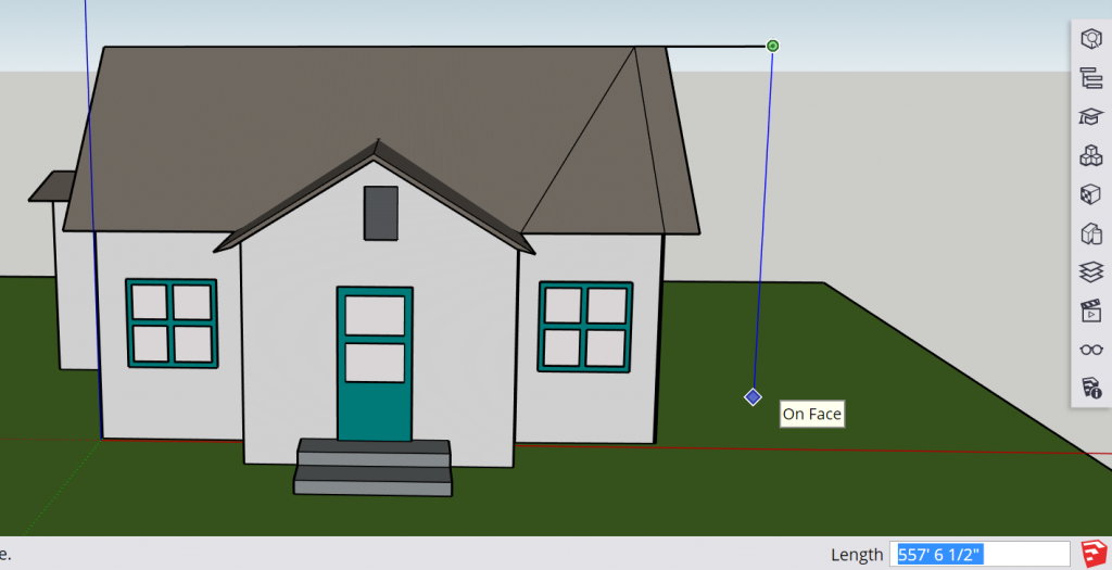 Screenshot of a 3D modeled house that is 557 feet and 6 1/2 inches tall.